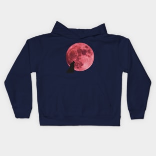 super pink moon wolf Kids Hoodie